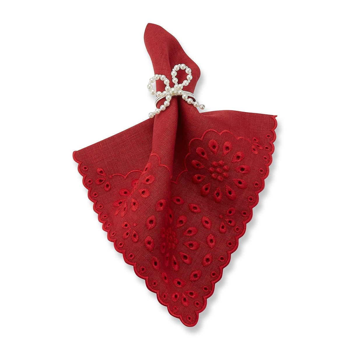 Pearl Bow Napkin Rings (4) pink bow Chefanie
