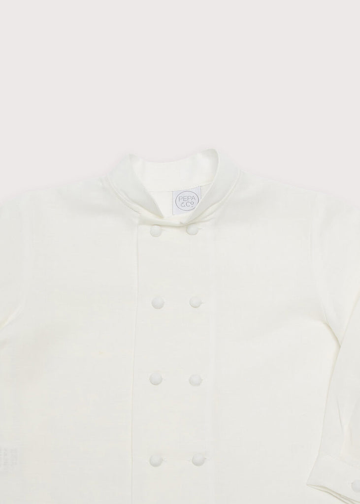 Boy's white double-breasted Mandarin collar shirt (12mths-10yrs) Shirts  from Pepa London