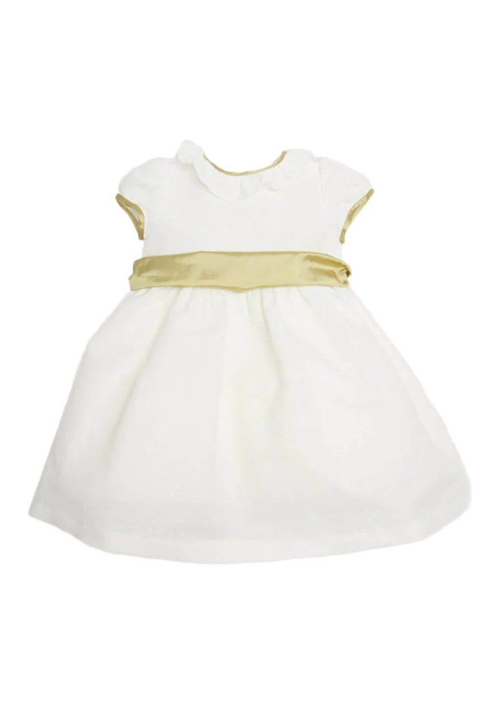 Flower Girl Ivory Dress with Green Silk Sash (6mths-10yrs) Dresses from Pepa London