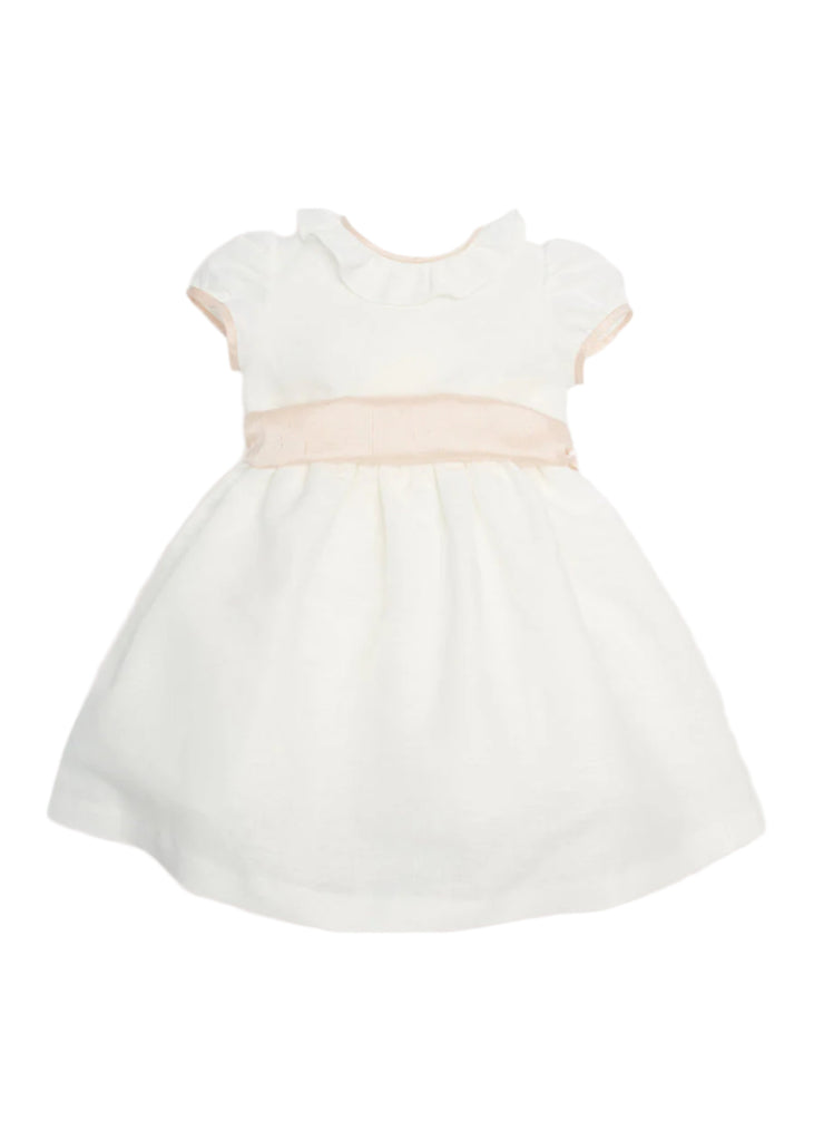 Flower Girl Ivory Dress with Pink Silk Sash (6mths-10yrs) Dresses from Pepa London