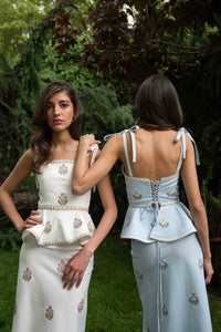 Mina Skirt - Ivory & Pink Rosewater House