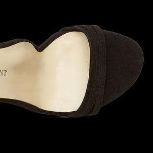 100mm Italian Made Round Toe Perfect Sandal in Black Suede