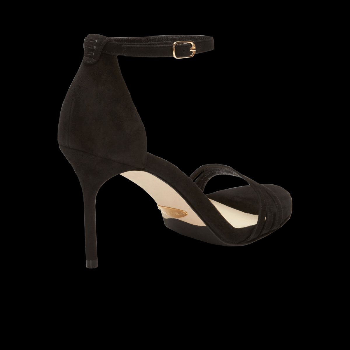85mm Italian Made Round Toe Perfect Sandal in Black Suede