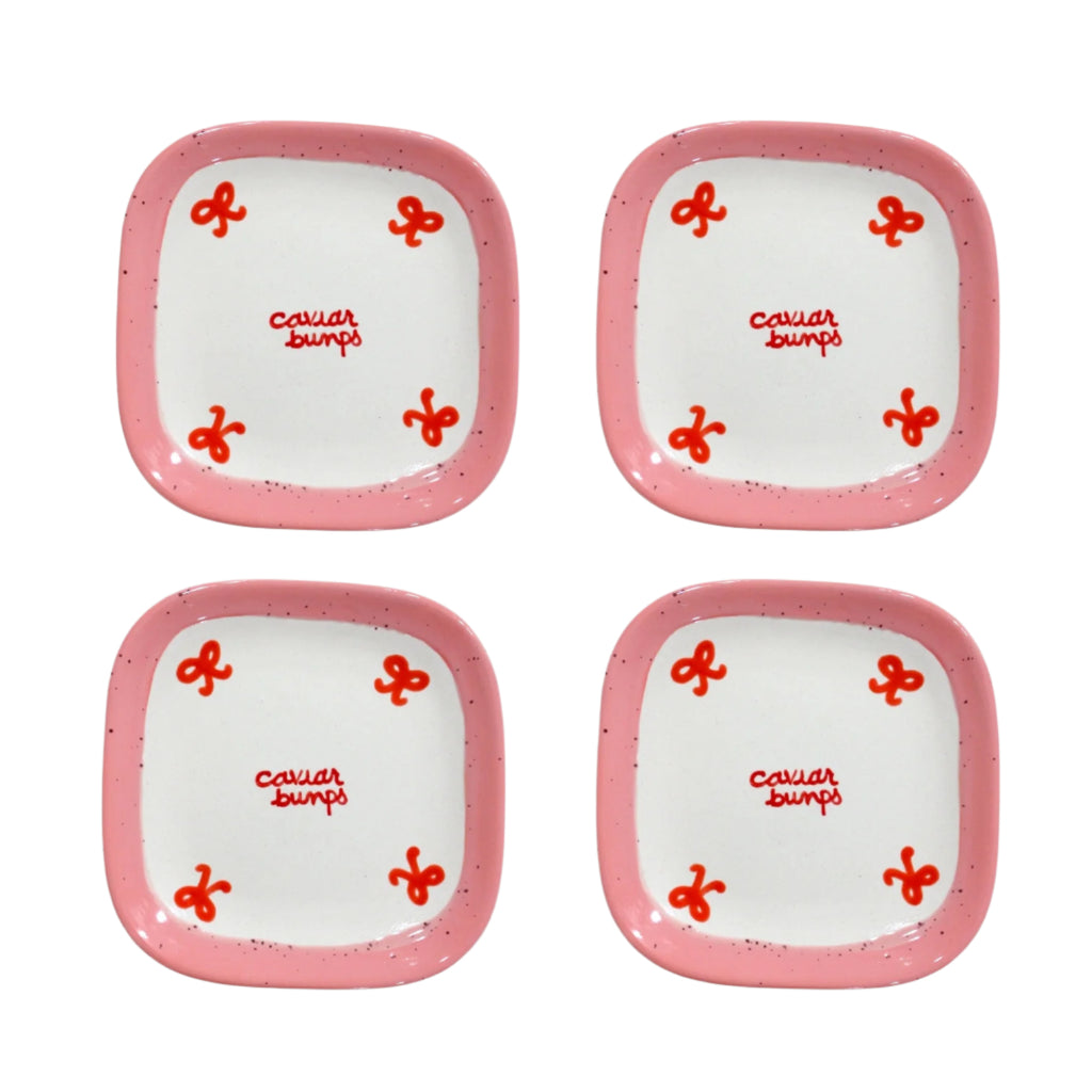 Retro “Caviar Bumps” Tiny Plates, Set of 4