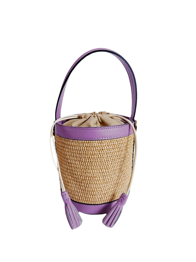 Raffia Bucket Bag in Lavender