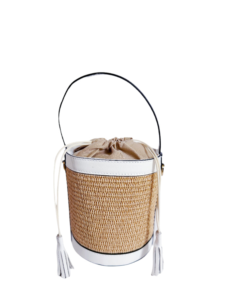 Raffia Bucket Bag in White