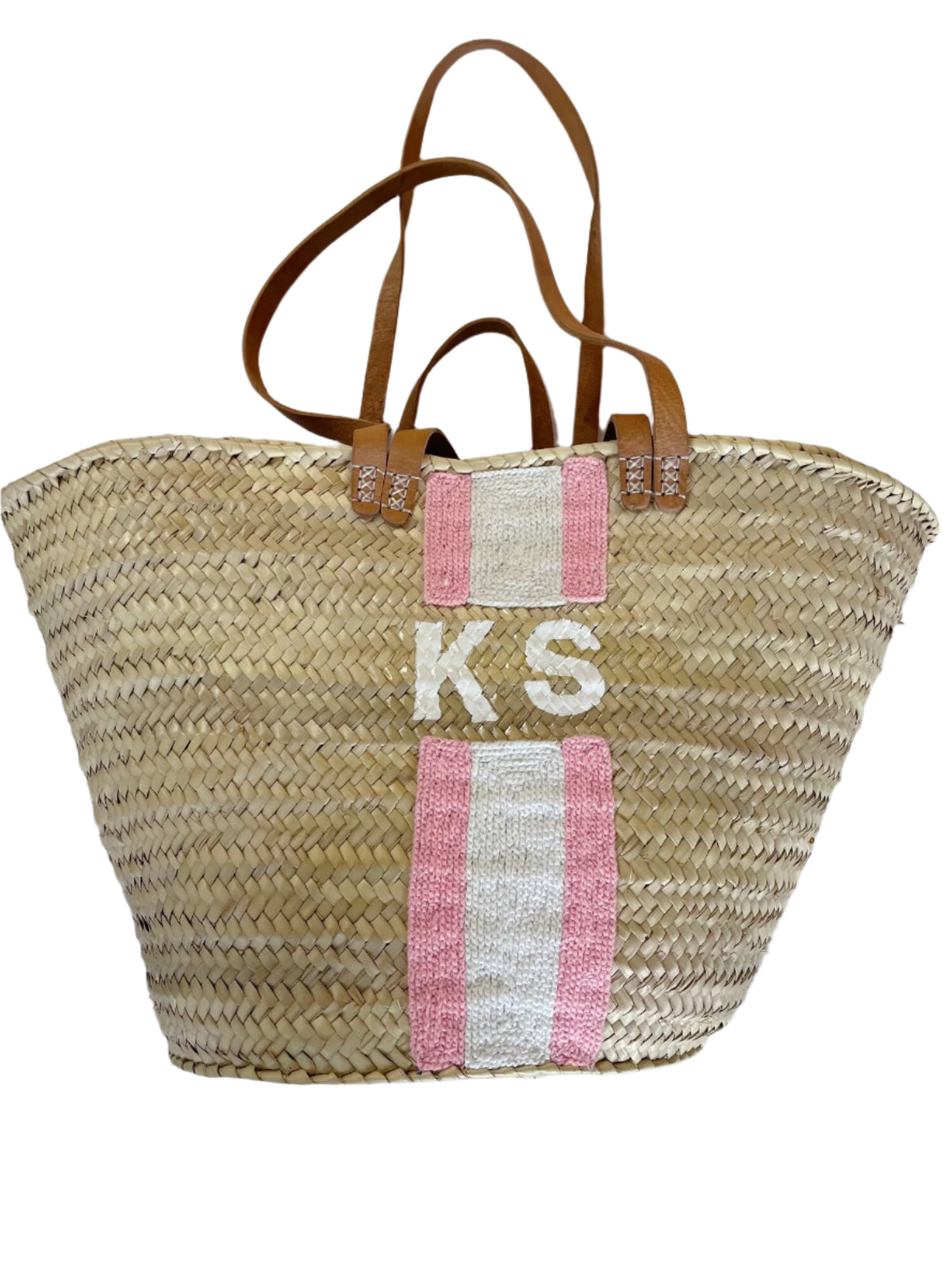 Embroidered Pink Stripe Tote