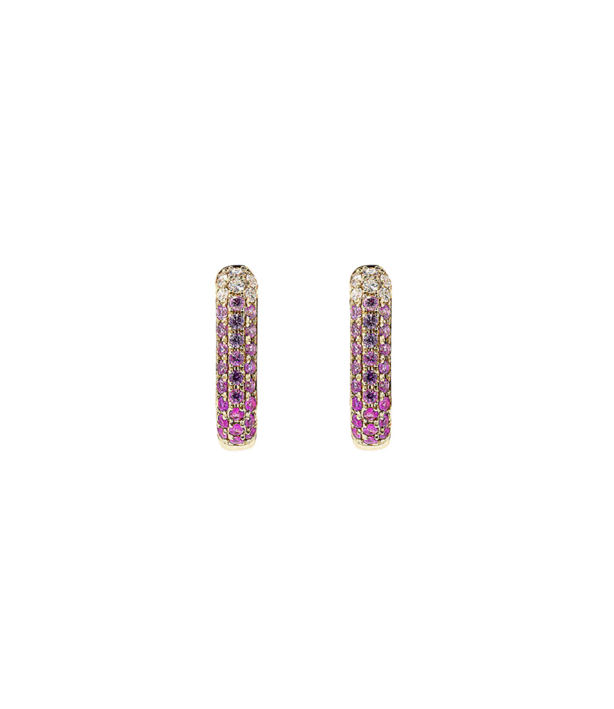 Diamond & Pink Sapphire Oval Hoop Earrings