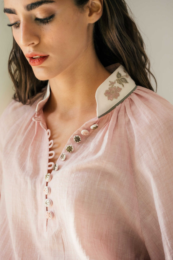 Ivy Blouse - Pink & White Tops - Blouse Rosewater House