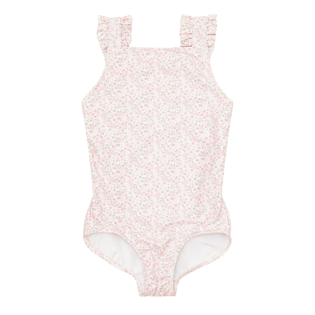Girls Ruffle Collar One-Piece in Antique Floral