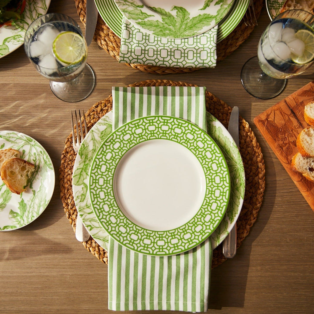 Pinstripe Dinner Napkins in Green, Set of 4