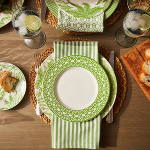 Pinstripe Dinner Napkins in Green, Set of 4