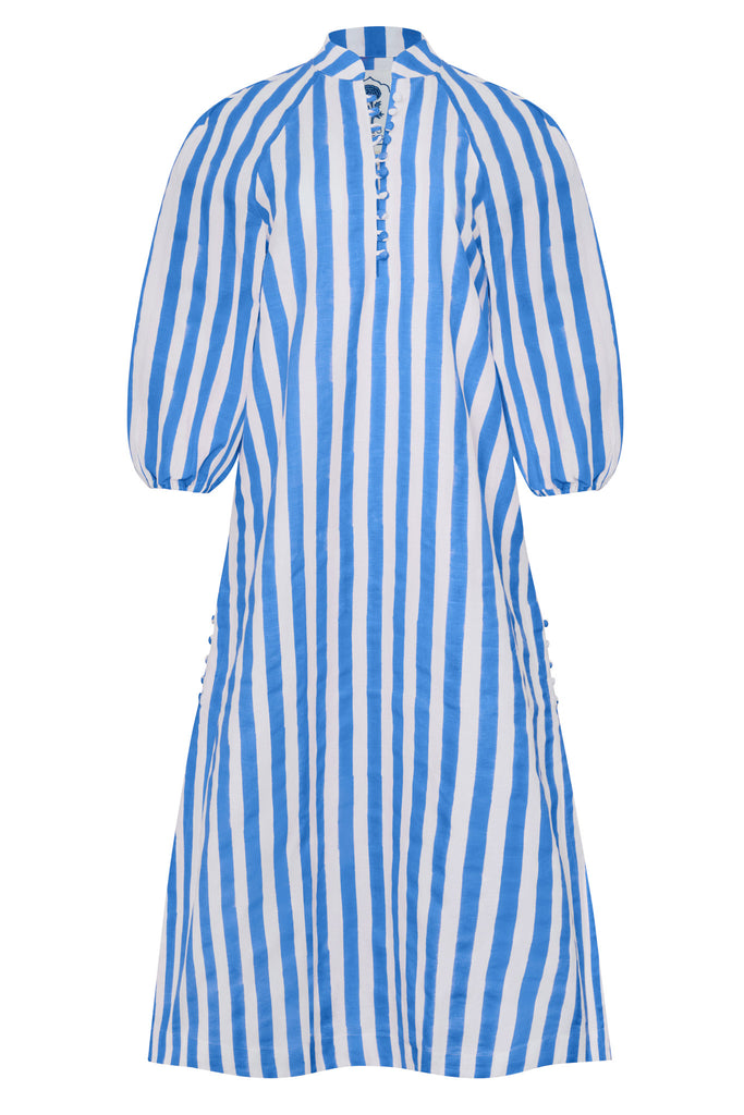 Positano Striped Caftan in Blue Stripes
