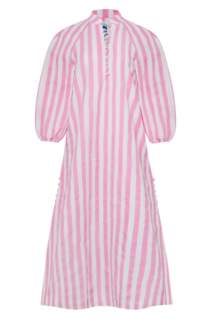 Positano Striped Caftan in Pink Stripes