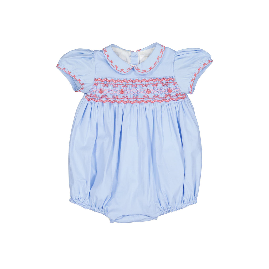 Princess Charlotte Sky Blue Smocked Baby Romper