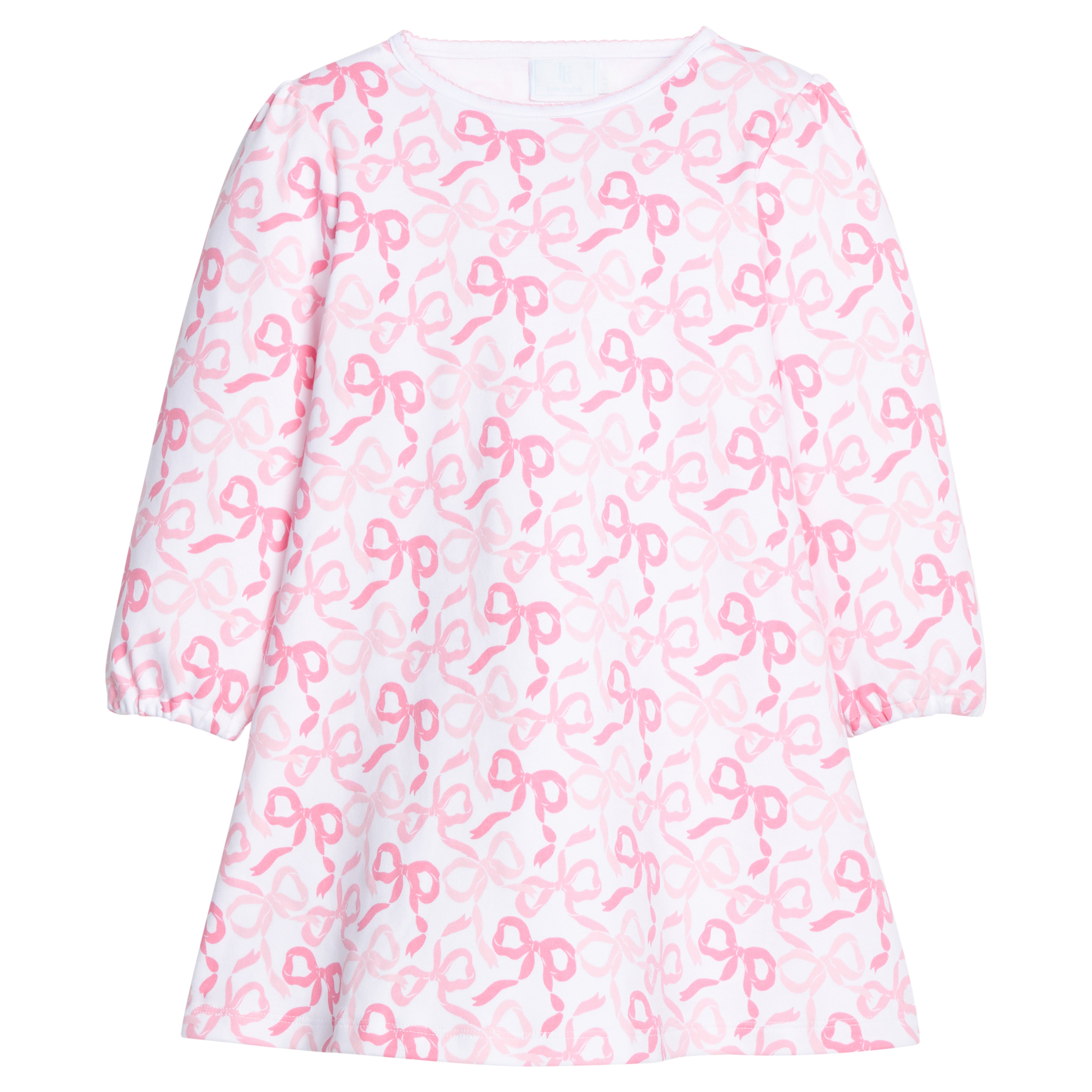 little english classic children's clothing girls printed knit t-shirt dress with pink bow print