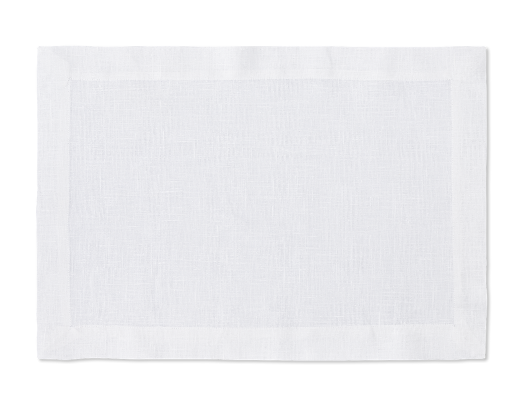A linen placemat in the color white