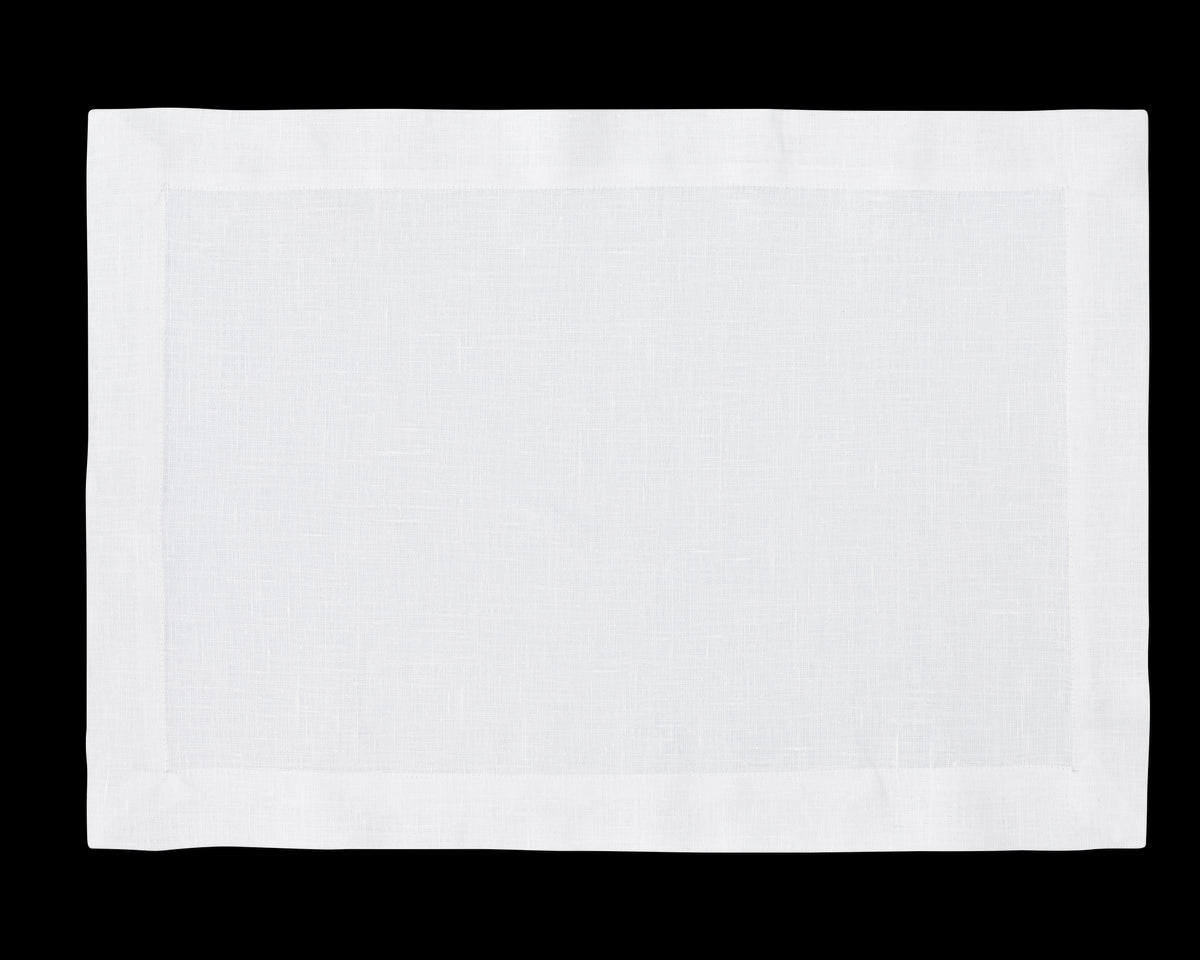 A linen placemat in the color white