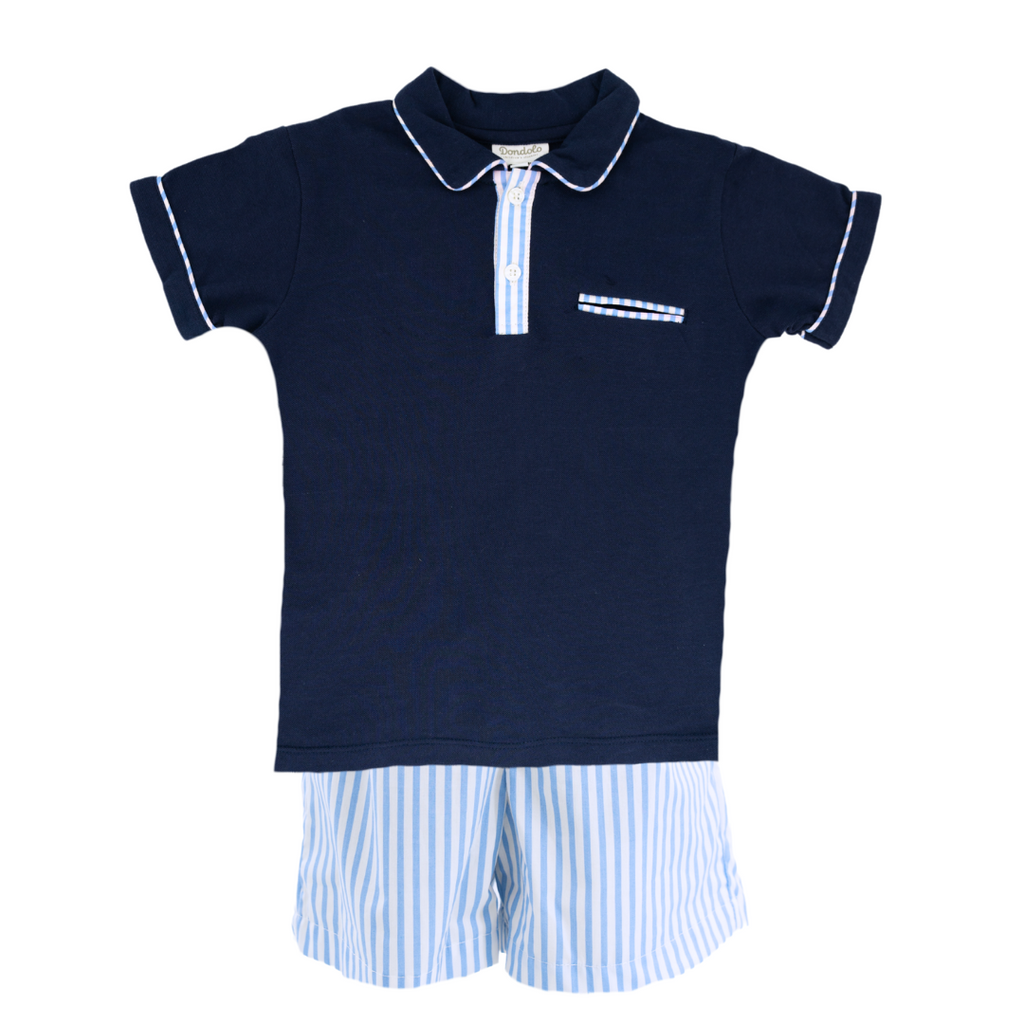 William Boy Polo Set in Blue Stripe