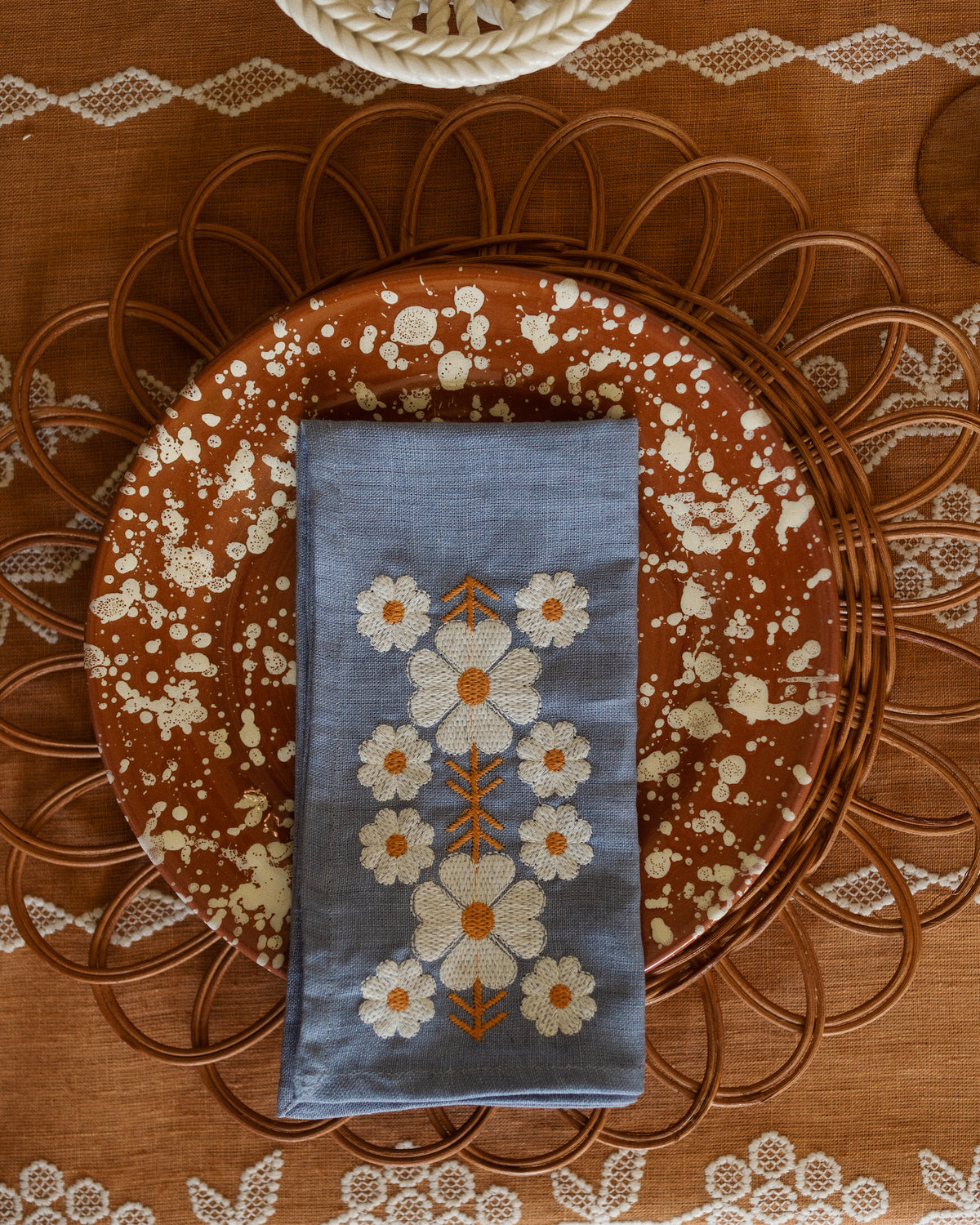 Splatter Dinner Plate in Terracotta & Cream, Set of 4