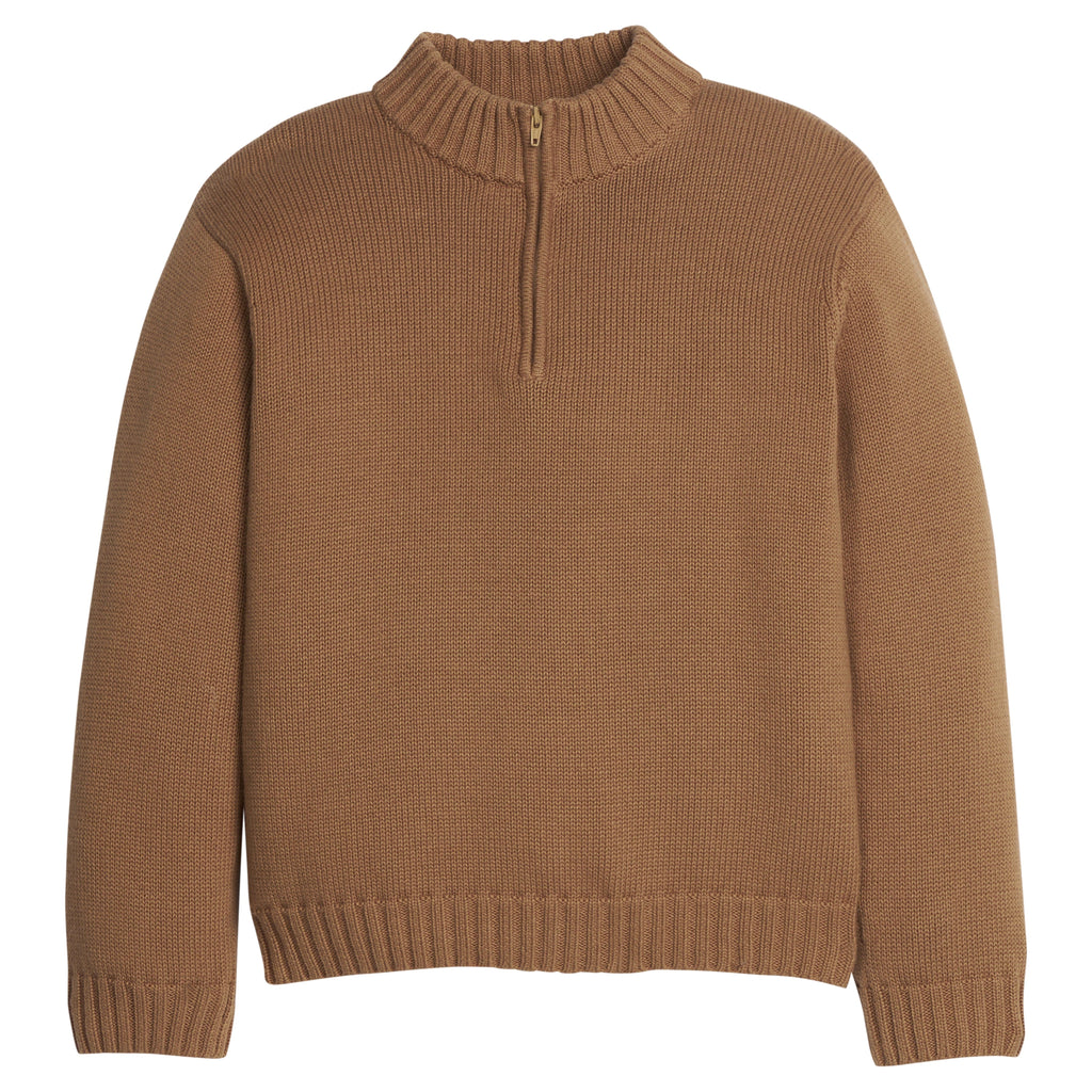 little english classic children's clothing boys chestnut brown quarter zip sweater for fall