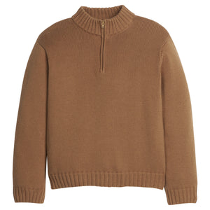 little english classic children's clothing boys chestnut brown quarter zip sweater for fall