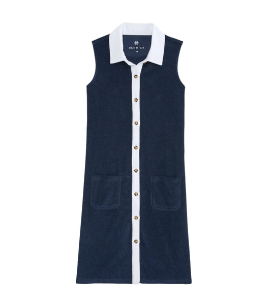 Navy White Terry Clothing Dress