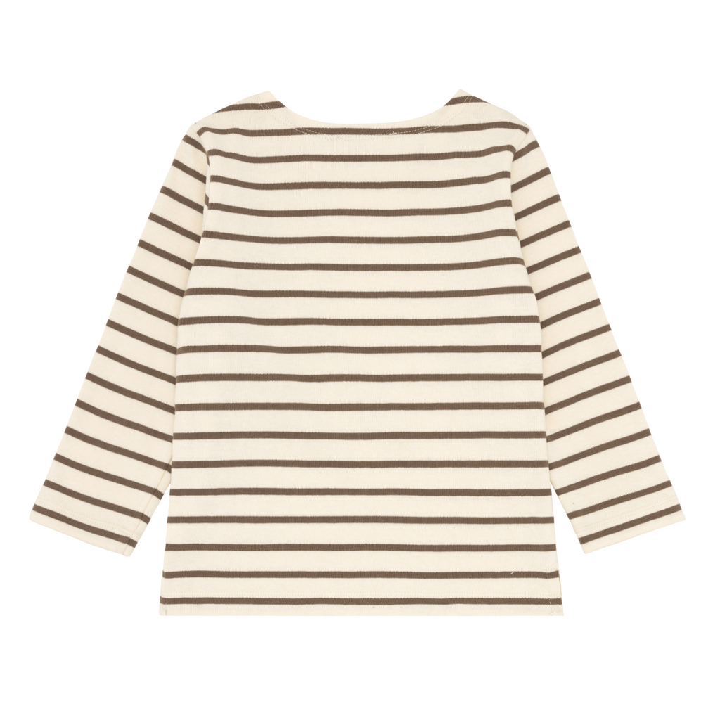 Unisex Brown And Cream Breton Stripe Long Sleeve Tee