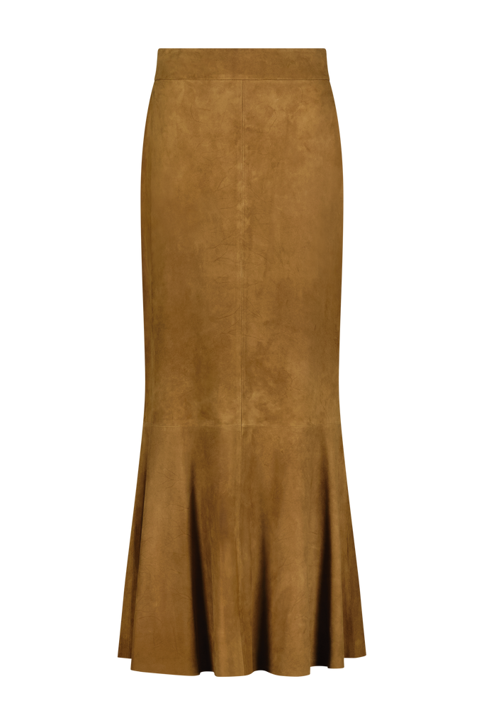 Suede Tulip Skirt in Cedar