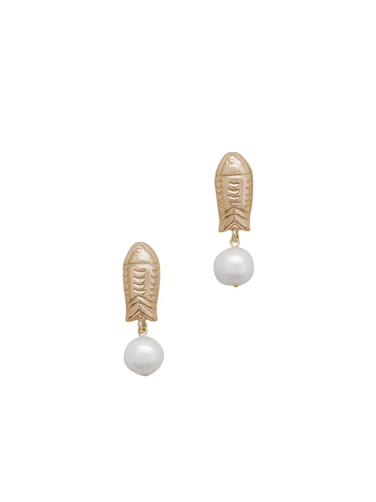 Reef Earrings in Gold & White