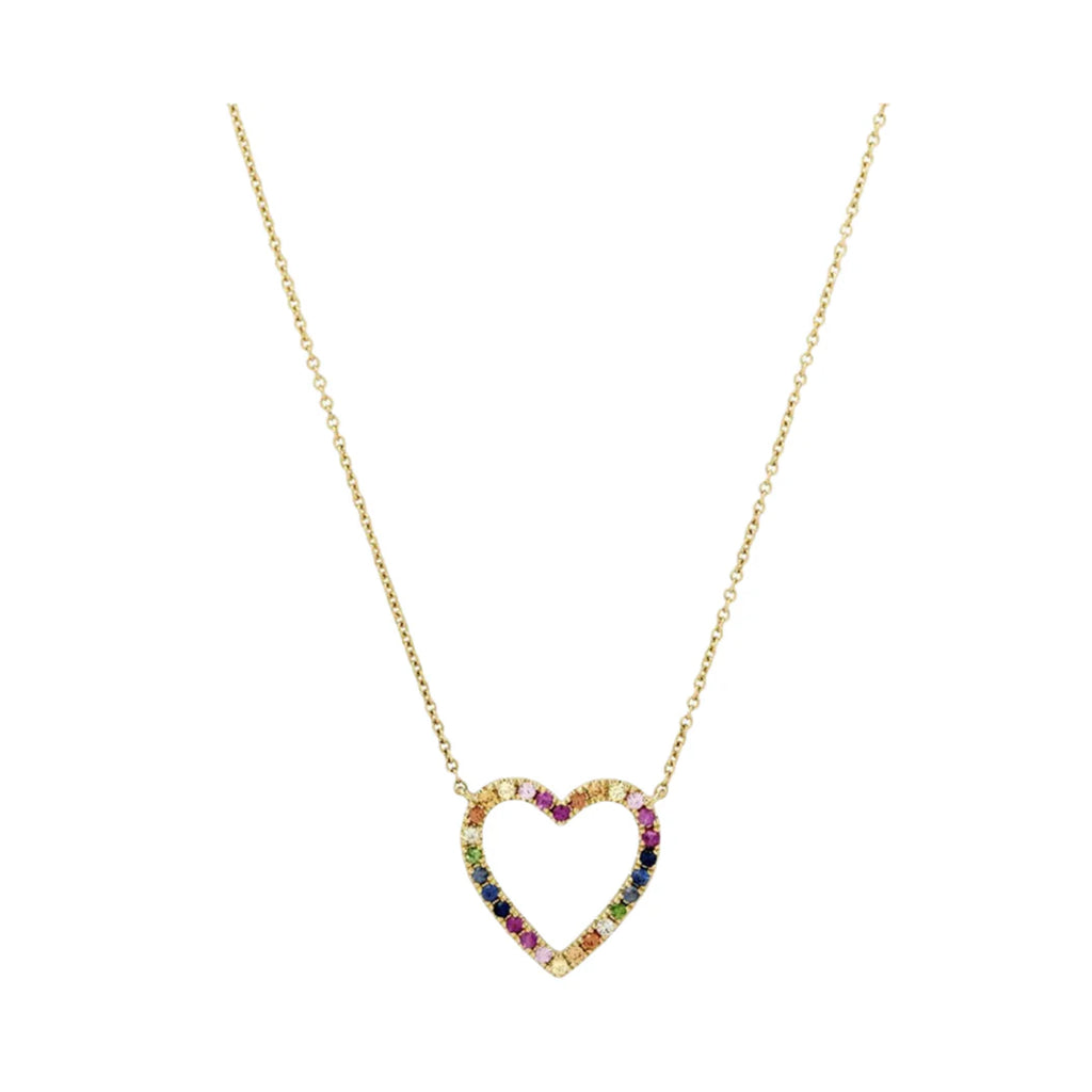 Rainbow Sapphire Heart Necklace