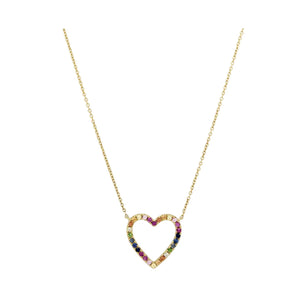 Rainbow Sapphire Heart Necklace