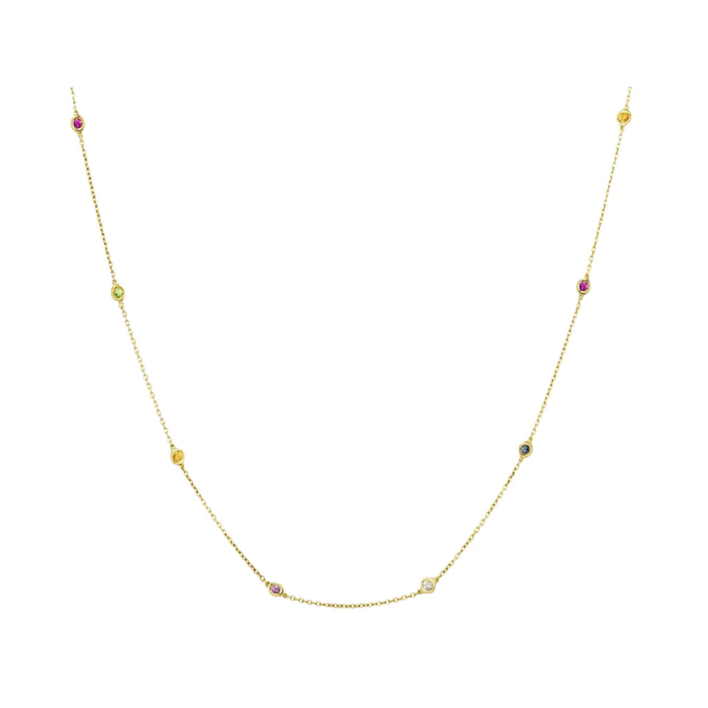 Rainbow Sapphire Skittle Necklace