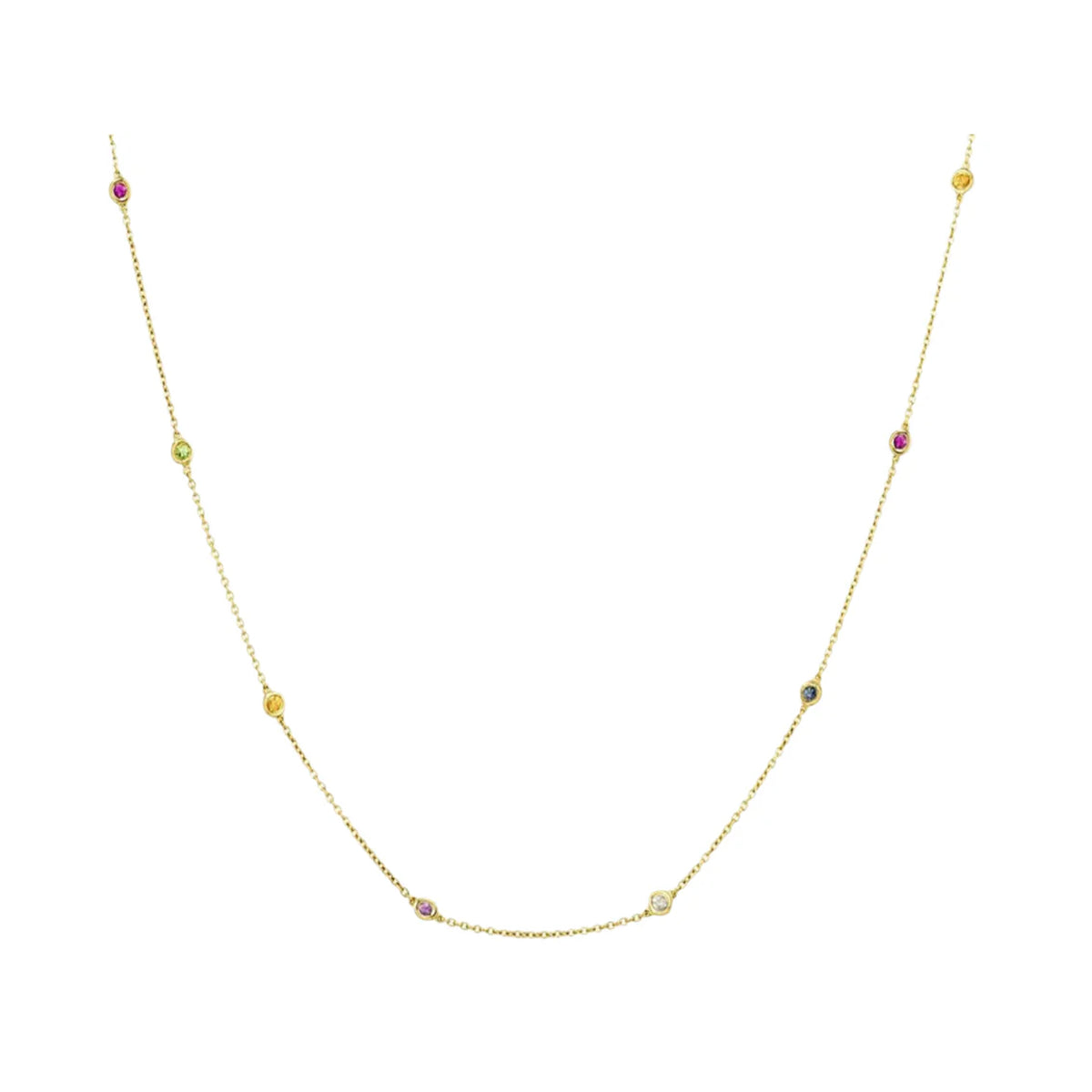 Rainbow Sapphire Skittle Necklace