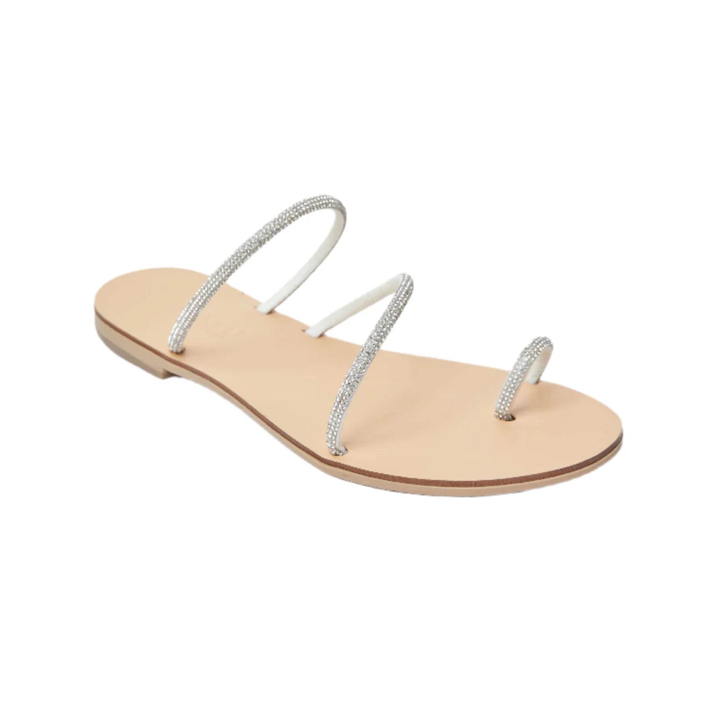 Raissa Vegetable Tanned Leather Sandal in Silver Cystal