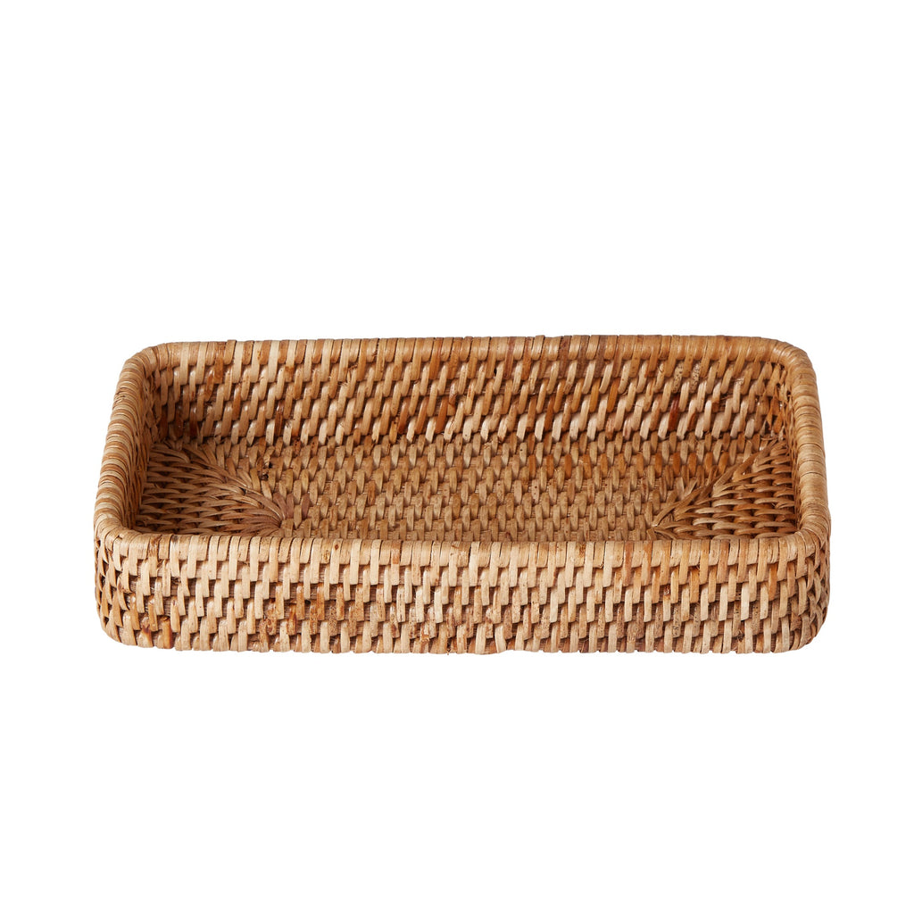 Rebecca Udall, handwoven rattan wicker vanity tray, Natural brown
