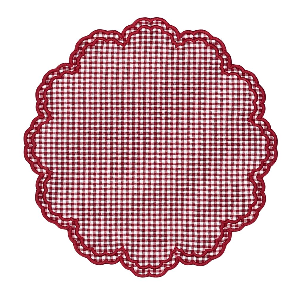Red Gingham Luxury embroidered placemat