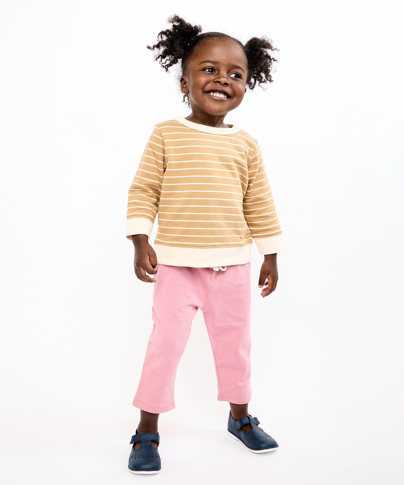 Remy Baby Sweatshirt in Camel French Stripe