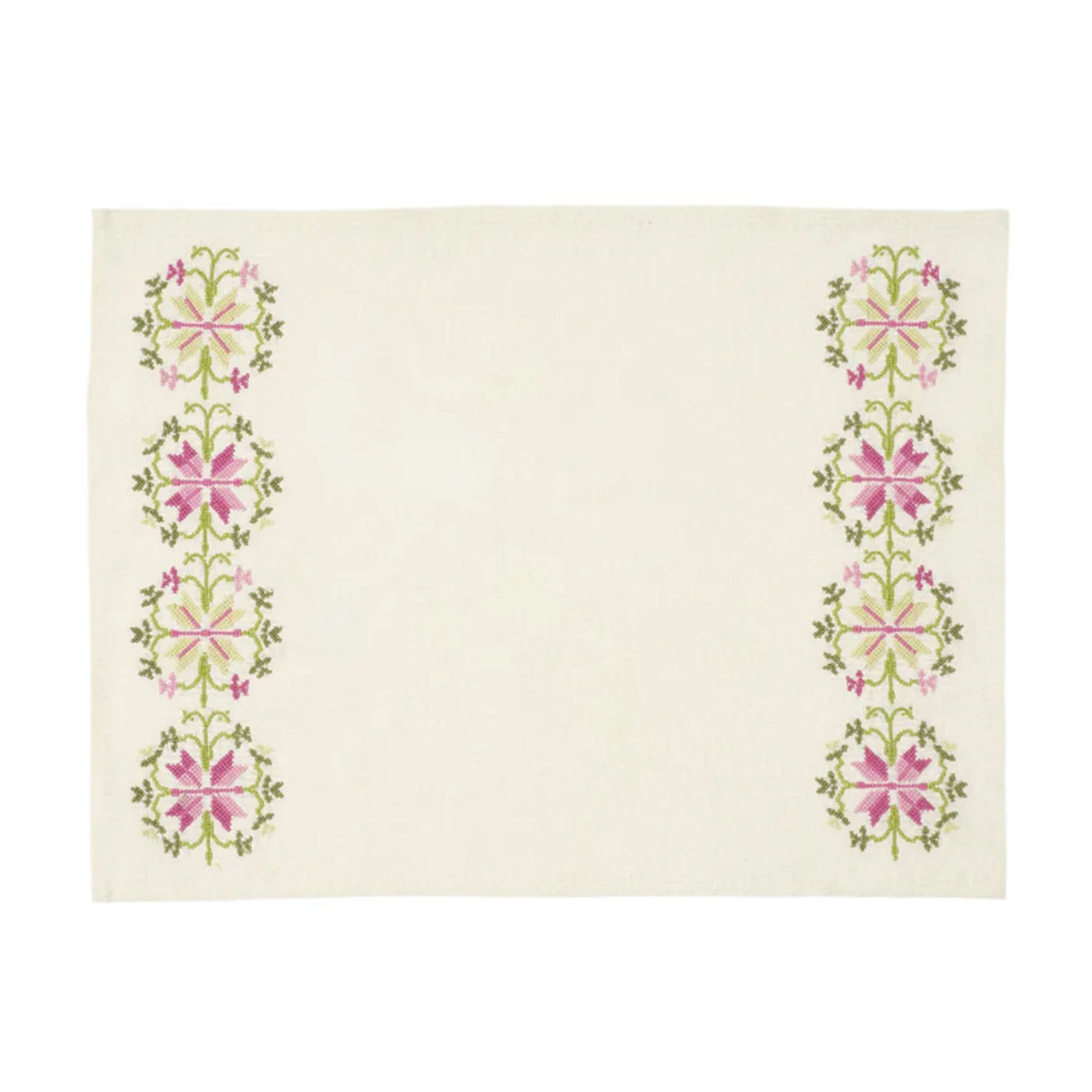 Rohida Embroidered Placemat, Pink and Green, Set of 2