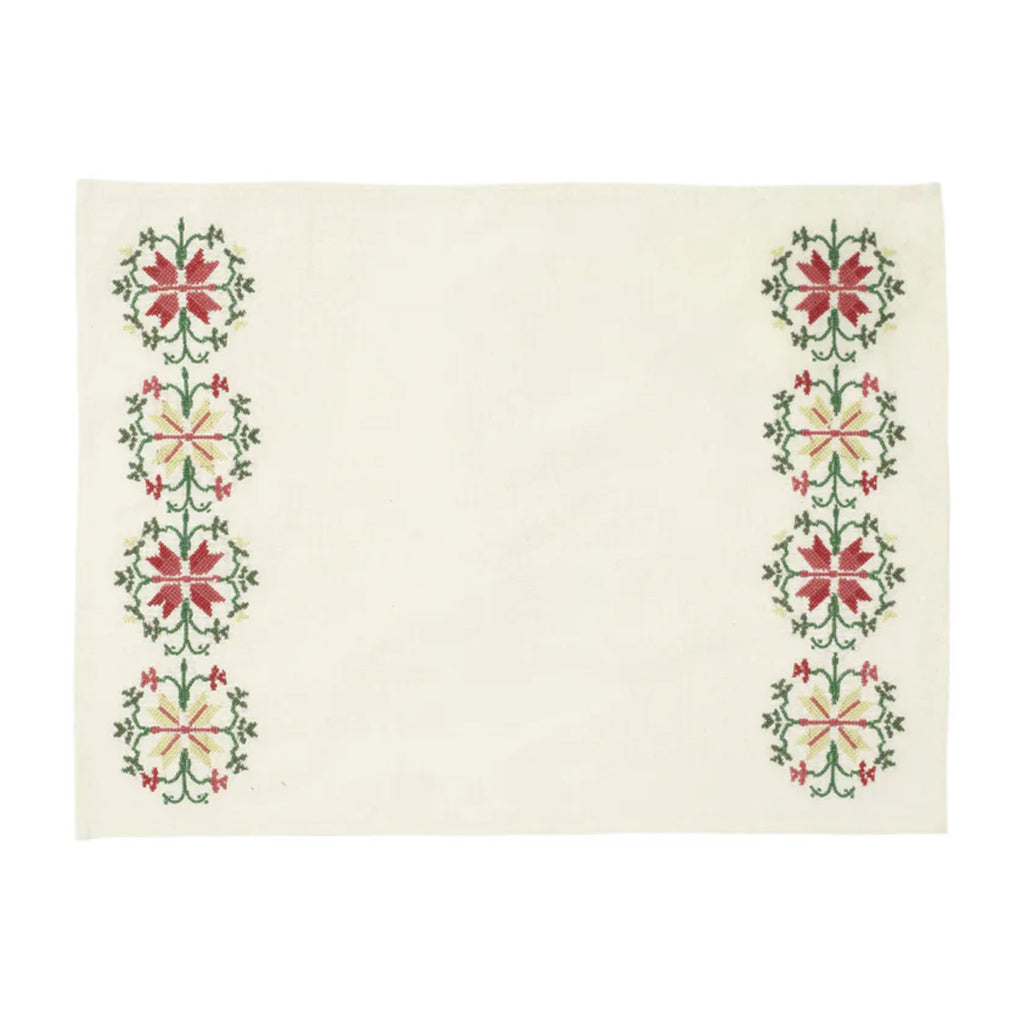 Rohida Embroidered Placemat, Red and White, Set of 2