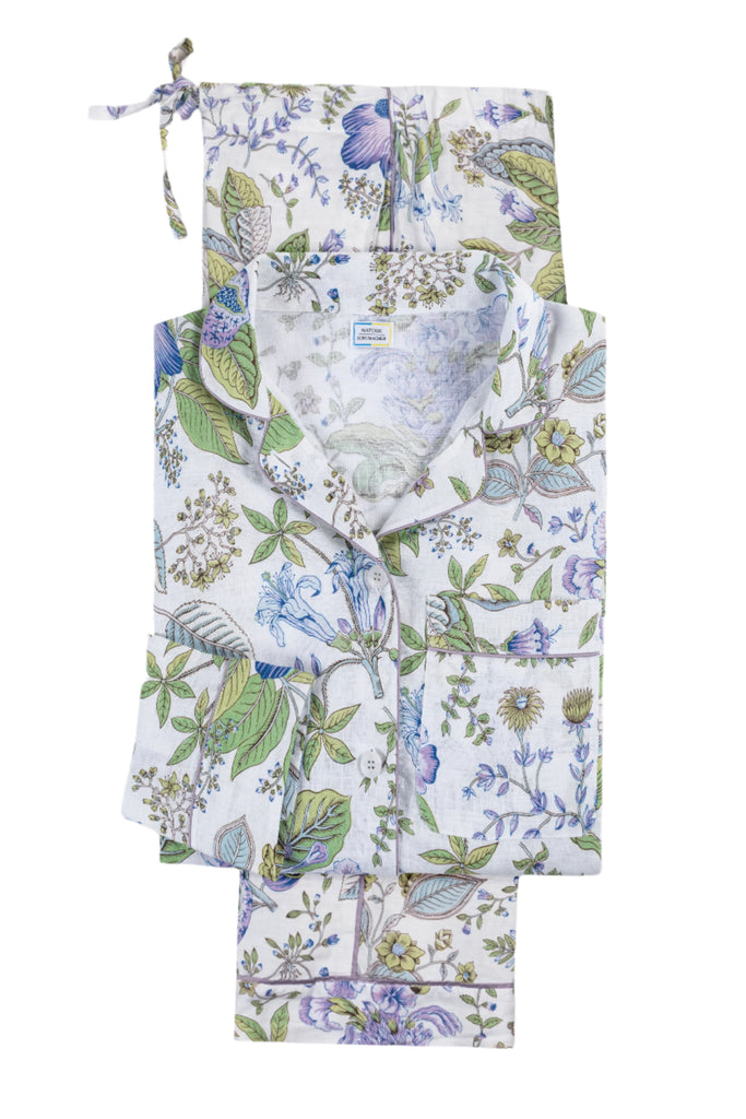 Roman Pajama Set in Pomegranate Linen Lilac