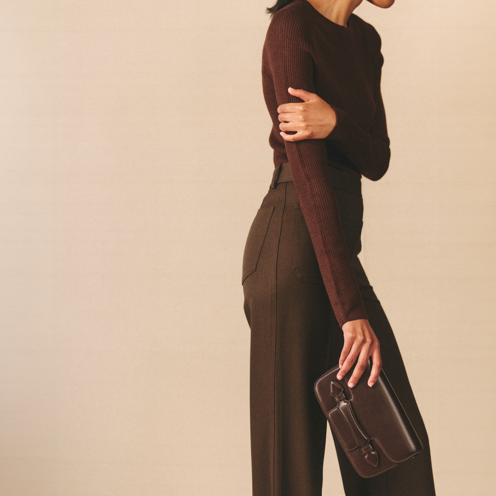 Romy Clutch in Box Calf Palmellato Chocolate