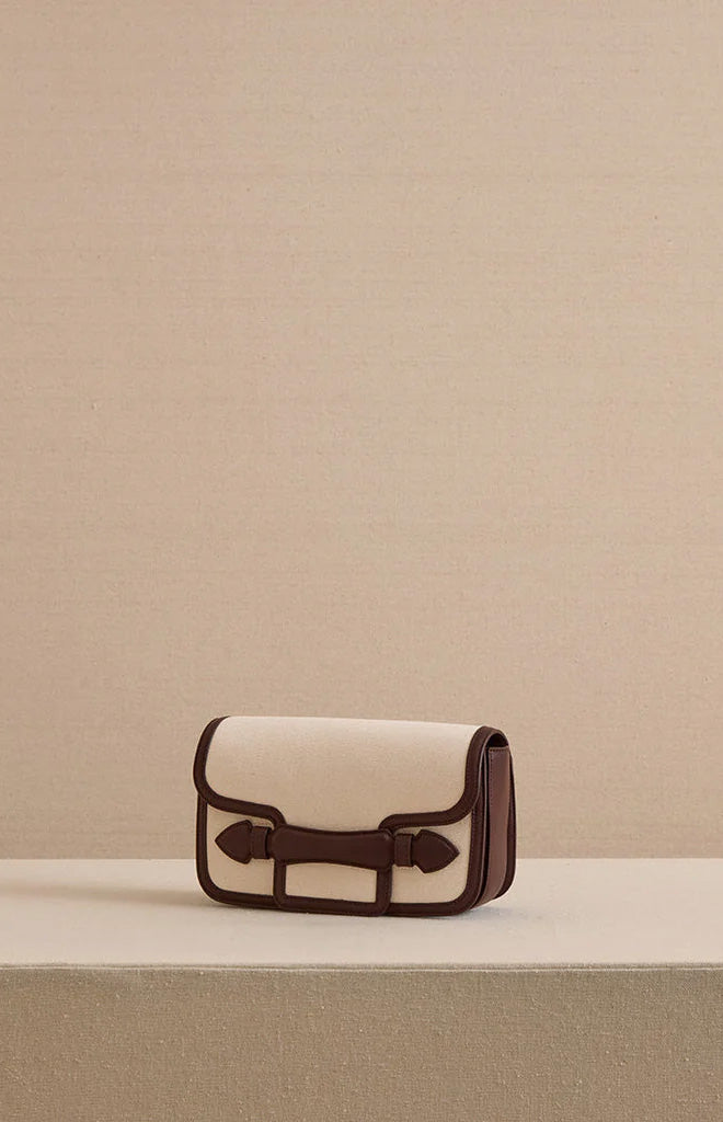 Romy Clutch in Canvas Natural & Soft Chocolate