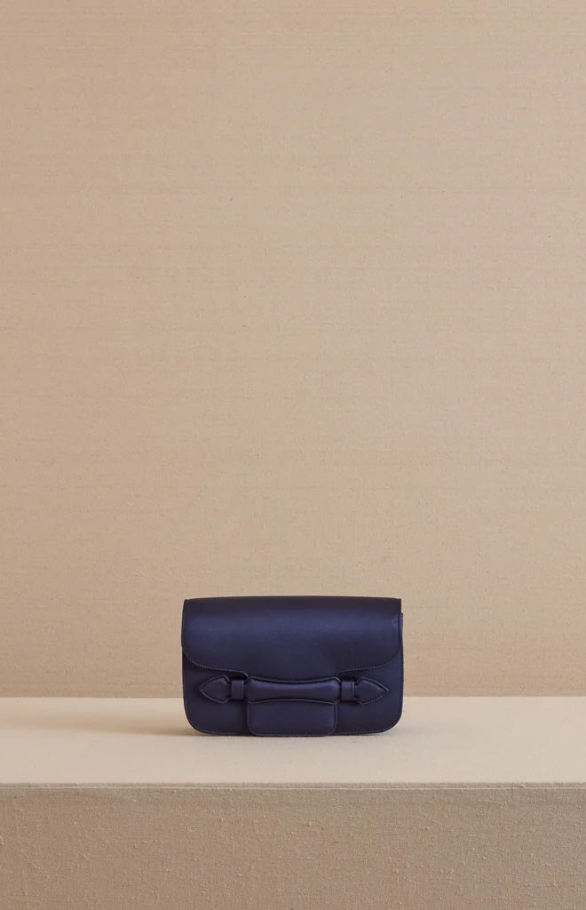 Romy Clutch in Satin Navy