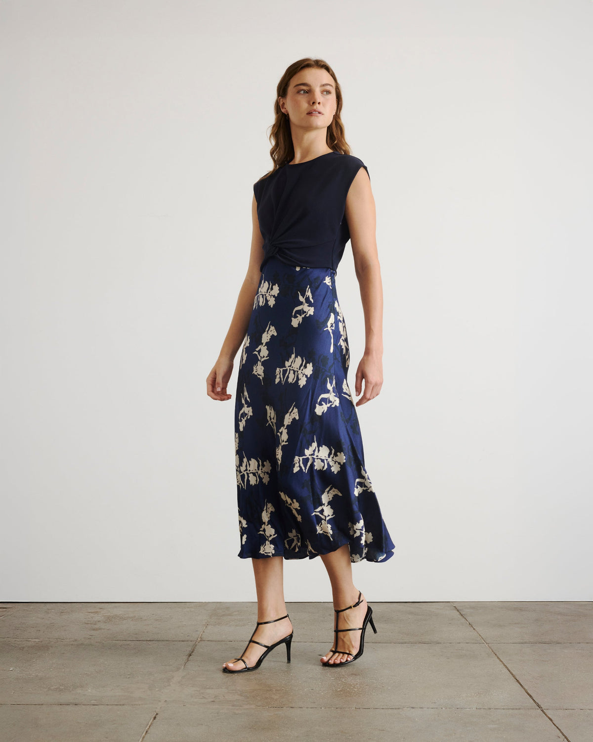 Rosabeth Dress in Maritime Blue & Cream Multi