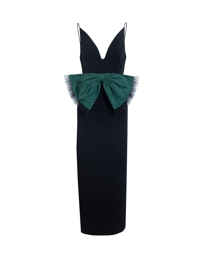 Rose Dress in Noir & Emerald Multi