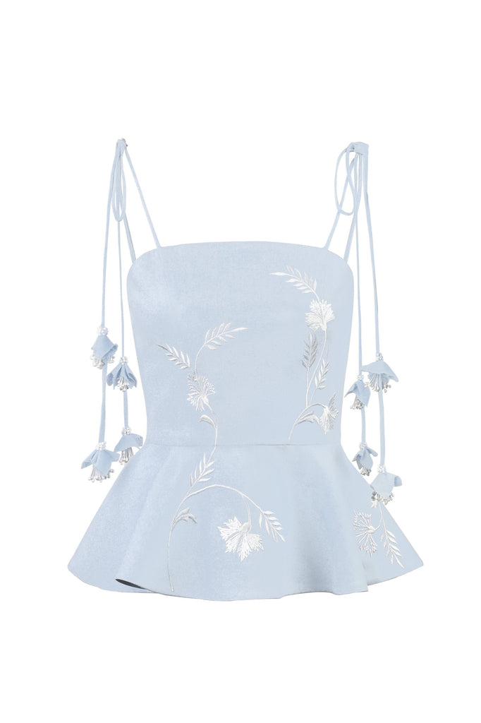 Lily Top- Baby Blue & Ivory Rosewater House