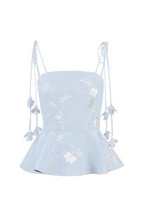 Lily Top- Baby Blue & Ivory Rosewater House