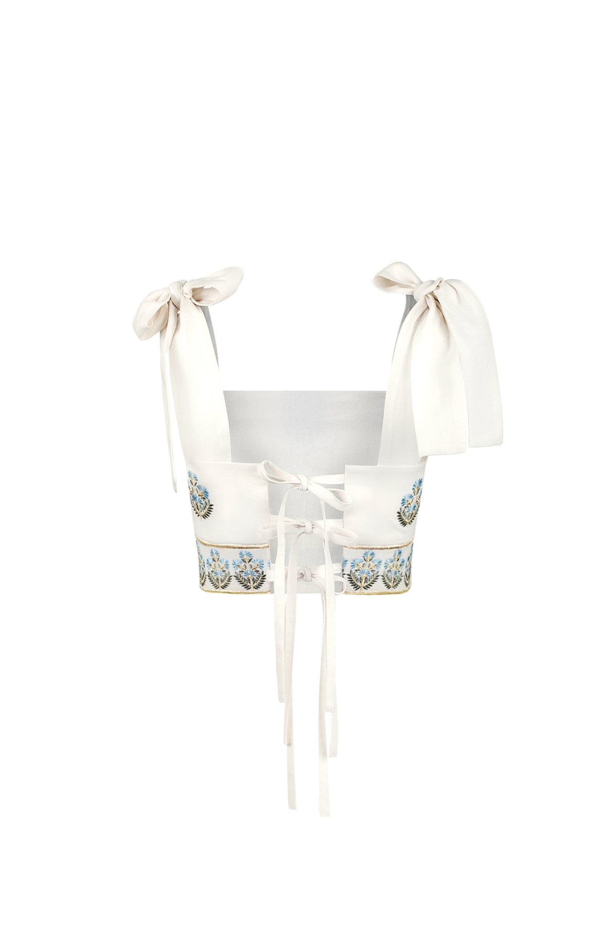 Begum Crop Top- Off White & Blue Dresses - Formal Rosewater House - Wholesale SS25