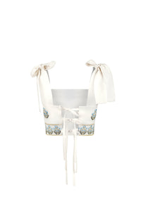 Begum Crop Top- Off White & Blue Dresses - Formal Rosewater House - Wholesale SS25